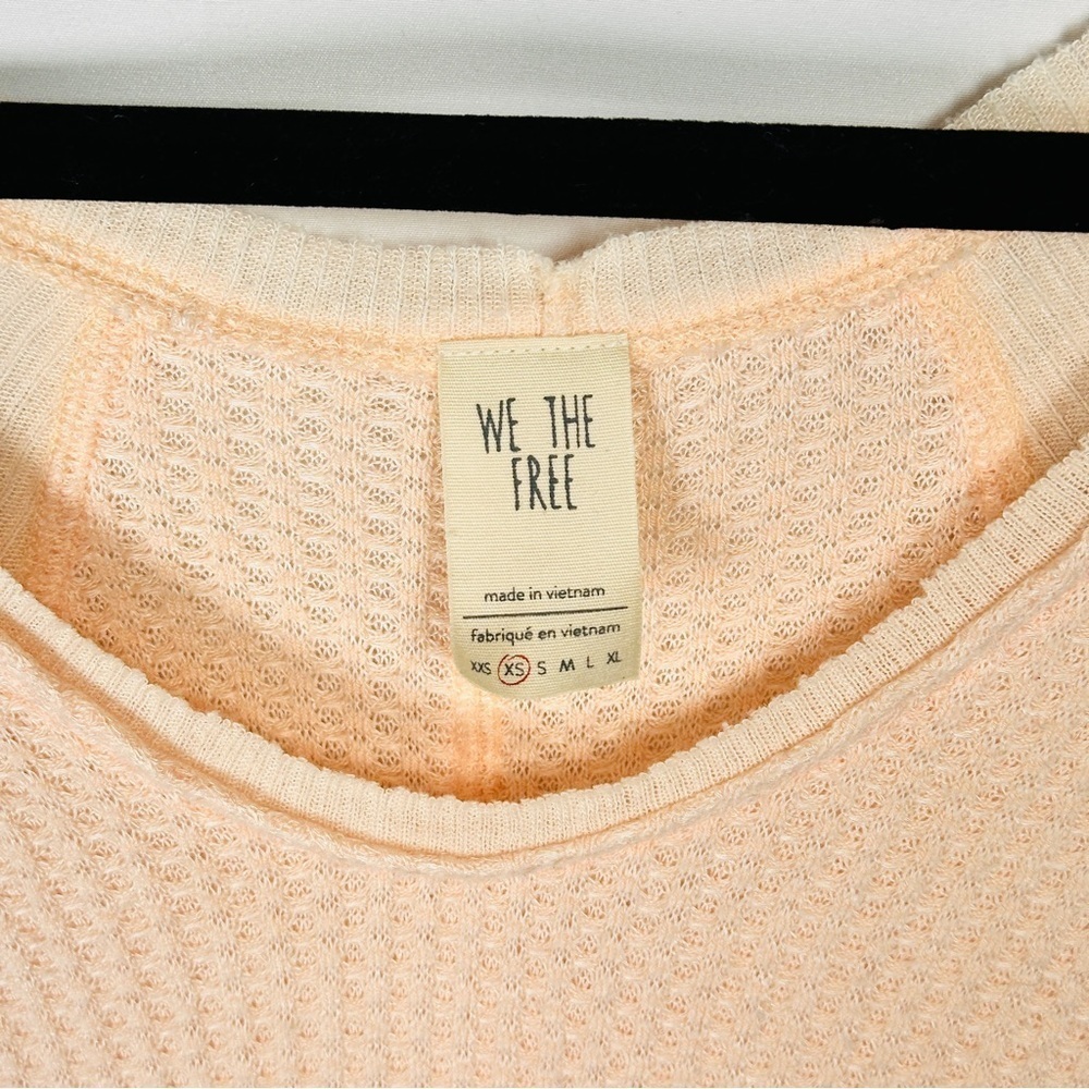 Free People We The Free Oversized Thermal Exposed Seam Pastel Blush Boho Top XS - Picture 4 of 10